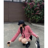 Áo khoác dạ hồng dáng lửng 2 lớp M3251