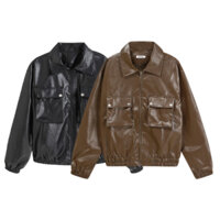 Áo khoác da jacket túi hộp ZUTEE áo khoác dài tay nam nữ unisex