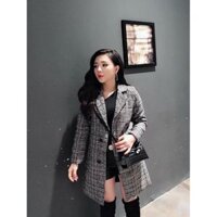 áo khoác dạ kẻ dài 3 khuy hàng đẹp