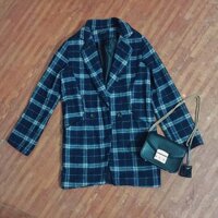 ÁO KHOÁC DẠ KẺ XANH