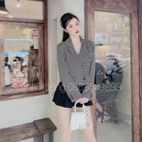 ÁO KHOÁC DẠ KẺ ZICZAC CROPTOP