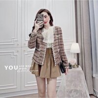 ÁO KHOÁC DẠ KIM TUYẾN CÚC NGỌC SANG CHẢNH VIỀN DỆT