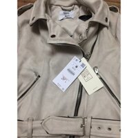 Áo khoác da lộn Bershka - Ghi sáng