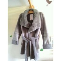 Áo khoác da lộn cổ lông thỏ