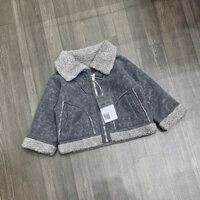 Áo khoác da lộn lót lông bé trai bé gái 90-130