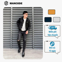 Áo khoác Da lộn nam Mancode cao cấp Da lộn trơn cúc bấm.