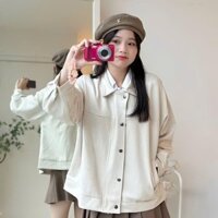 Áo Khoác Da Lộn Nam Nữ 2 Lớp Cao Cấp Cổ Bẻ Form Rộng Dây Kéo Kèm Cúc Bấm Chuẩn From Hàn Quốc