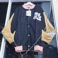 Aó Khoác Da Lộn Nam Nữ Kiểu Bomber Họa Tiết Chữ MALE GAZE 2 Lớp Lót Dù Siêu Hot TP