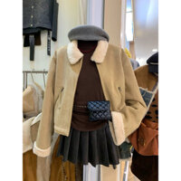 Áo khoác da lộn nữ  lót lông QCCC