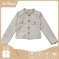 Áo Khoác Dạ Lông Thỏ Cổ Viền Ngọc Siêu Sang Chảnh Dày Dặn Siêu Ấm Demercii - DMC034