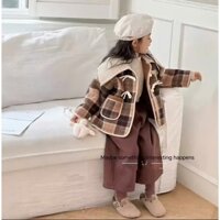 Áo khoác dạ lót lông cho bé gái, áo khoác dạ, hàng quảng châu cao cấp loại 1, lớp lót lông dày