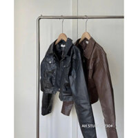 Áo khoác da lửng tay dài hàng chuẩn QC