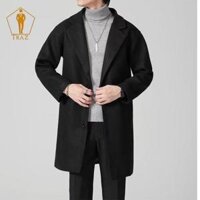 Áo khoác dạ măng tô nam hàn quốc dáng ngắn TRAZ đen xám be mangto trench coat mantle manto big size XXL 3XL 4XL 5XL - ĐEN,L56-62kg