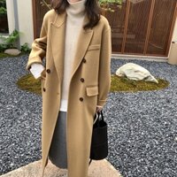 Áo khoác dạ Măng tô nữ dáng dài Nâu Hot girl style hàn quốc form rộng dày dặn mix đồ siêu xinh sang chảnh tiểu thư