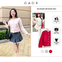 Áo khoác dạ muối tiêu GAGO Brand tay dài đính nơ 2 bên túi thanh lịch dễ thương tiểu thư GA4984