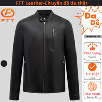 Áo khoác da nam cam kết da thật 100% FTT Leather Racer Jacket Phối khóa dọc thân Dê và Cừu AD210