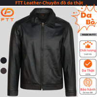 Áo khoác da nam cam kết da thật 100% FTT Leather Collar Jacket chất liệu da bò AD401