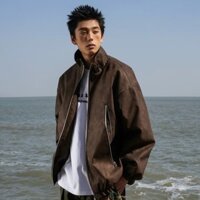 Áo khoác da nam cao cấp Groove Retro phong cách Hàn Quốc mới phù hợp cho mùa thu