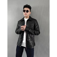 Áo khoác da nam đính hạt item black full cổ bẻ sport cao cấp