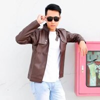 Áo Khoác Da Nam Màu Nâu