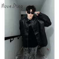 Áo khoác da nam MoveDing màu trắng Tie-Dye mới Hàn Quốc Retro Áo phù hợp cho mùa thu