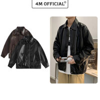 Áo khoác da nam nữ 4M OFFICIAL form rộng phong cách Hàn Quốc, Leather jacket basic