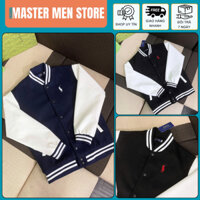 Áo Khoác Dạ Nam Raplaurent Thêu Logo Tay Da Mới Nhất - Áo Bomber Nam Tay Da Thêu Hàng Cao Cấp