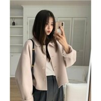 Áo khoác dạ ngắn cổ sen 2 lớp Miho House