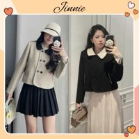 Áo khoác dạ nữ, áo dạ ép croptop cổ sen có đệm vai 2 lớp Jinnie boutique