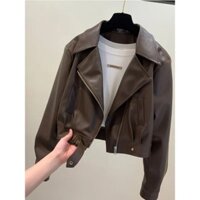 áo khoác da nữ croptop dáng dài dây kéo hàn quốc mùa đông bigsize áo khoác dạ bomber dây kéo basic tay form rộng Áo khoác cho nữ áo khoác dễ phối tôn dáng gầy dáng ngắn cổ bẻ khí chất mẫu mới mùa thu