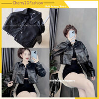 Áo khoác da nữ dáng crotop màu đen, áo khoác da nữ dài tay phong cách cá tính, cool ngầu cho các cô nàng cá tính.