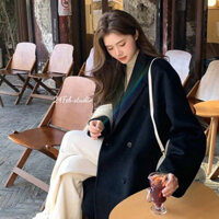 Áo khoác dạ nữ dáng mangto dài cổ vest 6 khuy phong cách basic Adorable20s KAH36