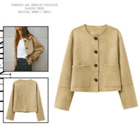 Áo Khoác Dạ Nữ Dáng Ngắn Cổ Tròn - Áo Khoác Blazer Nữ Chất Dạ Cao Cấp - Thiết Kế Thanh Lịch