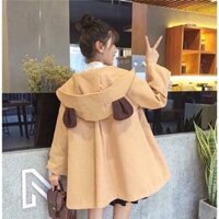 Áo khoác dạ nữ mũ gấu cute