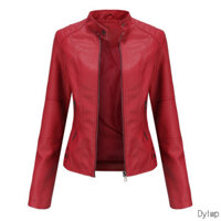 Áo khoác da nữ mùa thu xuân Moto Biker Dây kéo Áo khoác ngoài