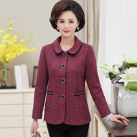 Áo Khoác Dạ Nữ Ngắn Trung Niên Cho Mẹ AD44 - Hàng Quảng Châu Cao Cấp - Đỏ - 4xl