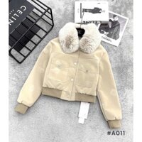 Áo Khoác Dạ Nữ Phối Nút Bấm Lót Lông Trong Áo Thiết Kế Cổ Lông Như Hình ÁNH DIỆU FASHION