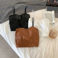 Áo Khoác Da PU Sát Nách Dáng Ôm Kiểu Hàn Quốc Thời Trang Thu Đông Cho Nữ