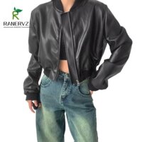 Áo khoác da RANERVZ Nữ, Mùa Đông Thu Châu Âu Mỹ Retro Áo Crop PU, Thoải Mái Hàn Quốc Sang Trọng Rời Áo Khoác Ngoài Áo Moto Biker Áo Nữ / Nam