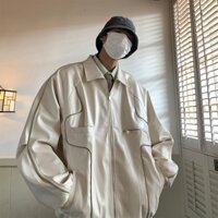 Áo khoác da thời trang cổ điển màu đen cho nam khi chạy xe máy / xe đạp