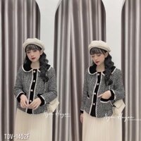 Áo Khoác Dạ Tiêu Cổ Sen Viền Bèo Siêu Xinh Hàng 2 Lớp