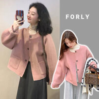Áo khoác dạ tiêu hồng xinh Forly áo khoác dạ cổ tròn phong cách Hàn Quốc cao cấp T042