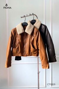 Áo khoác da trần bông, cổ lông rời