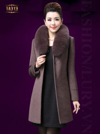Áo khoác dạ trung niên đính hạt cườm chéo thân trước cao cấp TA313