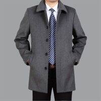 Áo khoác dạ trung niên lông cừu DNG - Xám 3XL