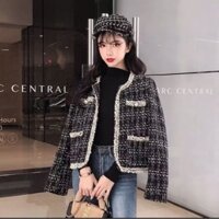 Áo khoác dạ tweed cổ tròn mới 99% dày xịn