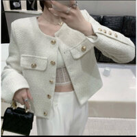 Áo khoác dạ tweed màu trắng size S