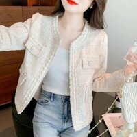 Áo khoác dạ tweed nữ mẫu mới kiểu Pháp dáng vừa siêu xịn