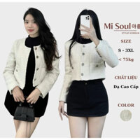 áo khoác dạ Tweed,cổ tròn,đính khuy Bigsize ,Áo dài  tay