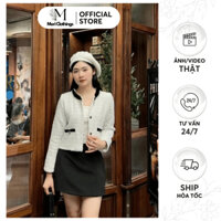 Áo Khoác Dạ Tweet Dáng Ngắn, Áo Cardigan Nữ Croptop Dạ Cổ Da Báo Phong Cách Sang Chảnh Thời Trang Nữ | MORI CLOTHINGS